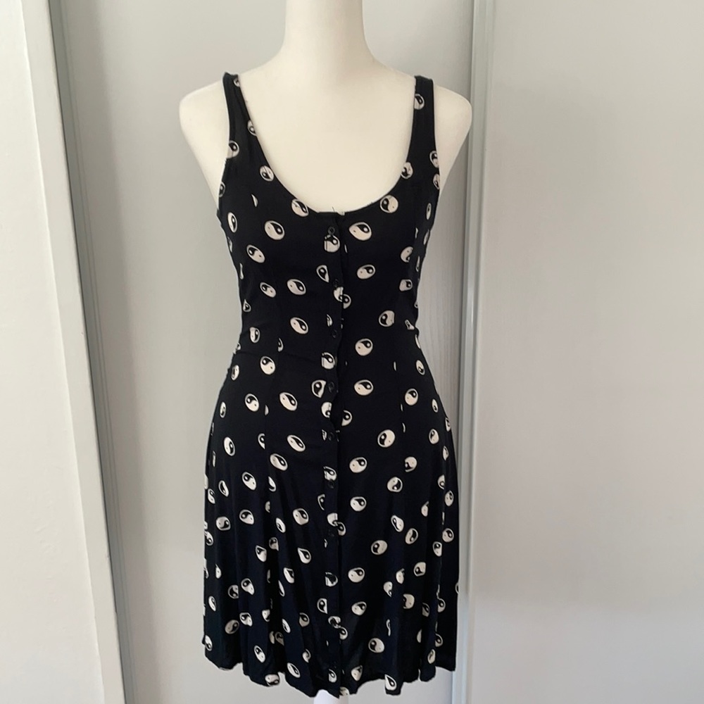 Divided black and white, ying and yang pinup dress
